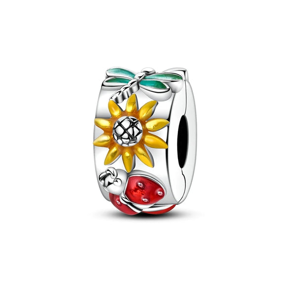 925 Sterling Silver Ladybug Clip Charm for Bracelets Fine Jewelry Women Pendant