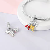 925 Sterling Silver Ladybug and Butterfly Charm for Bracelets Fine Jewelry Women Pendant