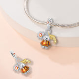 925 Sterling Silver Little Autumn Bear Charm for Bracelets Fine Jewelry Women Pendant