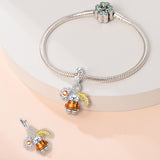 925 Sterling Silver Little Autumn Bear Charm for Bracelets Fine Jewelry Women Pendant