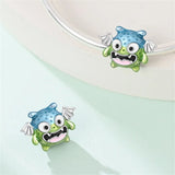 925 Sterling Silver Little Green Monster Charm for Bracelets Fine Jewelry Women Pendant