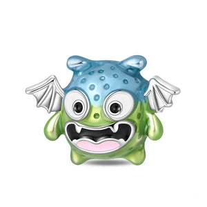 925 Sterling Silver Little Green Monster Charm for Bracelets Fine Jewelry Women Pendant