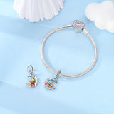 925 Sterling Silver Little Prince and Fox Charm for Bracelets Fine Jewelry Women