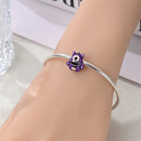 925 Sterling Silver Little Purple Monster Charm for Bracelets Fine Jewelry Women Pendant