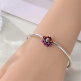 925 Sterling Silver Little Red and Purple Monster Charm for Bracelets Fine Jewelry Women
