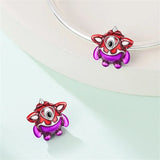 925 Sterling Silver Little Red and Purple Monster Charm for Bracelets Fine Jewelry Women