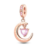 925 Sterling Silver Love You to the Moon and Back Charm for Bracelets Fine Jewelry Women Pendant