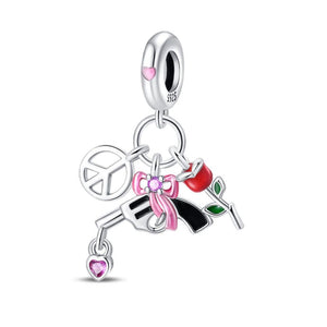 925 Sterling Silver Love and Peace Charm for Bracelets Fine Jewelry Women Pendant