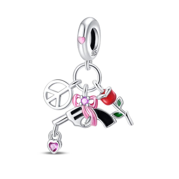925 Sterling Silver Love and Peace Charm for Bracelets Fine Jewelry Women Pendant