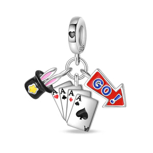 925 Sterling Silver Magic Tricks Charm for Bracelets Fine Jewelry Women Pendant