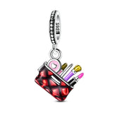 925 Sterling Silver Makeup Bag Charm for Bracelets Fine Jewelry Women Pendant