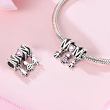 925 Sterling Silver Mom Charm for Bracelets Fine Jewelry Women Pendant