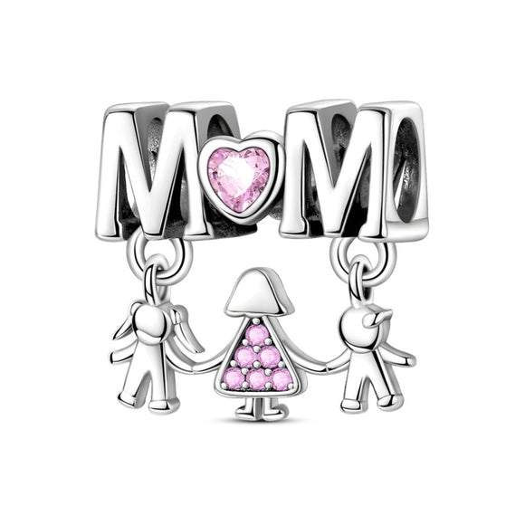 925 Sterling Silver Mom Charm for Bracelets Fine Jewelry Women 