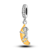 925 Sterling Silver Monkey and Banana Charm for Bracelets Fine Jewelry Women Pendant