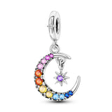 925 Sterling Silver Moon and Star Charm for Bracelets Fine Jewelry Women Pendant