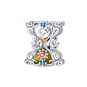 925 Sterling Silver Moon and Sun Hourglass Charm for Bracelets Fine Jewelry Women