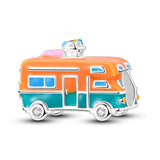 925 Sterling Silver Orange RV Charm for Bracelets Fine Jewelry Women Pendant