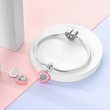 925 Sterling Silver Paw Print Heart Charm for Bracelets Fine Jewelry Women Pendant