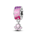 925 Sterling Silver Paw and Love Charm for Bracelets Fine Jewelry Women