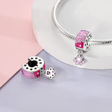 925 Sterling Silver Paw and Love Charm for Bracelets Fine Jewelry Women