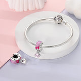 925 Sterling Silver Paw and Love Charm for Bracelets Fine Jewelry Women
