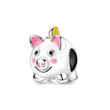 925 Sterling Silver Piggy Bank Charm for Bracelets Fine Jewelry Women Bead