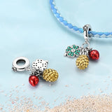 925 Sterling Silver Pineapple Luck Charm for Bracelets Fine Jewelry Women Pendant