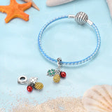 925 Sterling Silver Pineapple Luck Charm for Bracelets Fine Jewelry Women Pendant