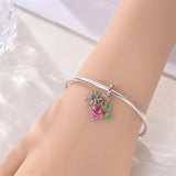 925 Sterling Silver Pink Bikini Beach Charm for Bracelets Fine Jewelry Women Pendant