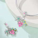 925 Sterling Silver Pink Bikini Beach Charm for Bracelets Fine Jewelry Women Pendant
