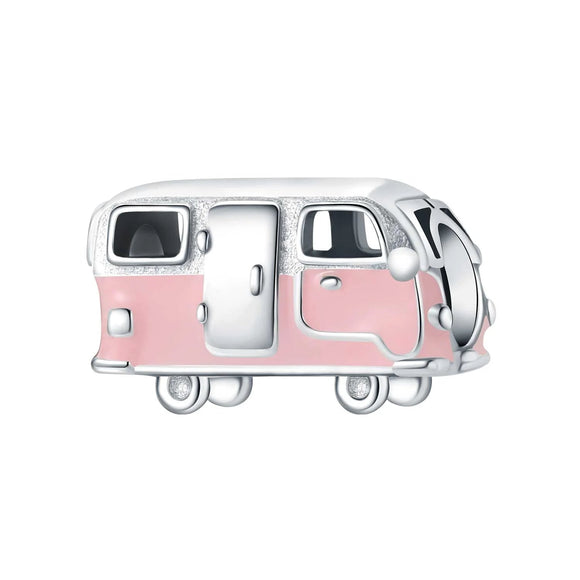 925 Sterling Silver Pink Caravan Charm for Bracelets Fine Jewelry Women Pendant