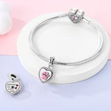 925 Sterling Silver Pink Paw Print Charm for Bracelets Fine Jewelry Women Pendant