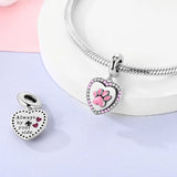 925 Sterling Silver Pink Paw Print Charm for Bracelets Fine Jewelry Women Pendant