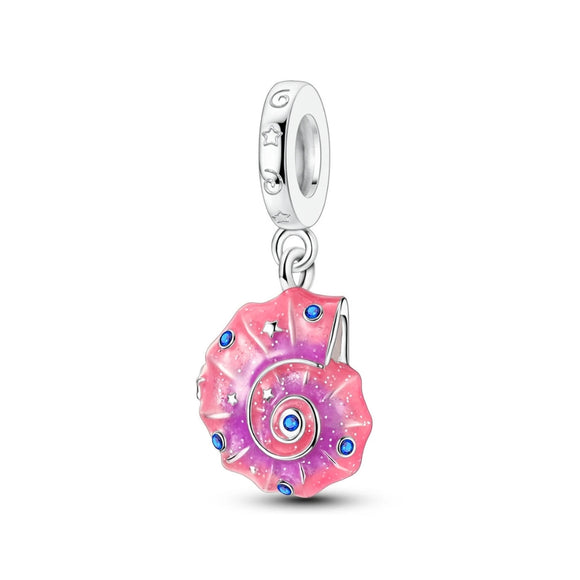 925 Sterling Silver Pink Seashell Charm for Bracelets Fine Jewelry Women Pendant