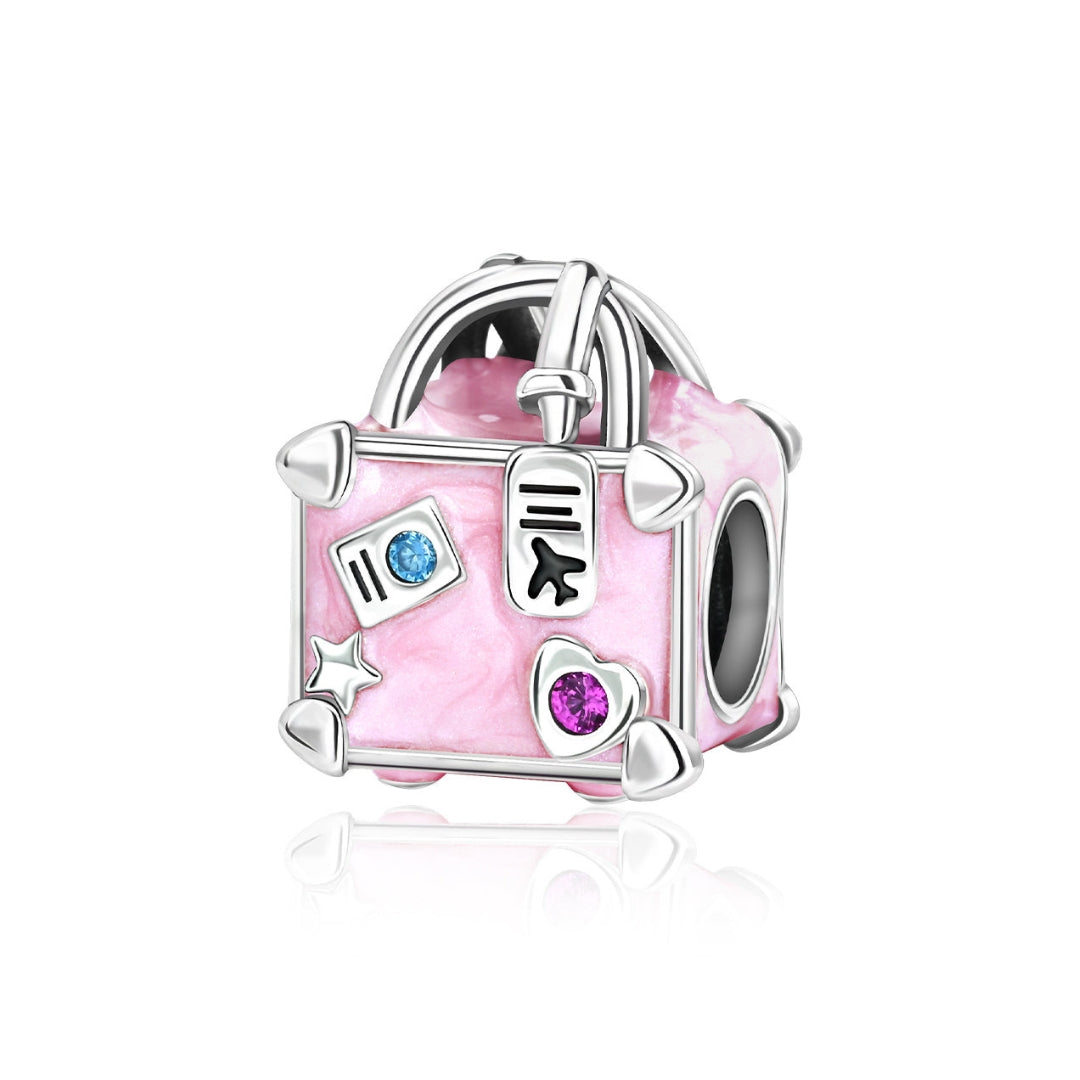 Pink suitcase pandora charm deals