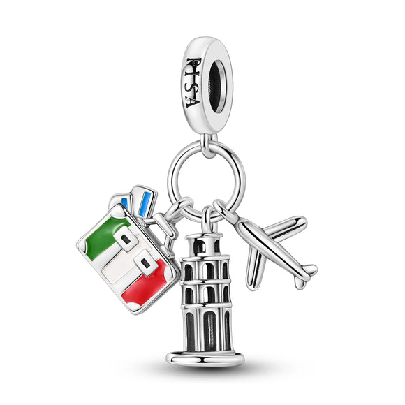 925 Sterling Silver Pisa Italy Charm for Bracelets Fine Jewelry Women Pendant