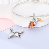 925 Sterling Silver Pizza Burger and Soda Charm for Bracelets Jewelry Women Pendant