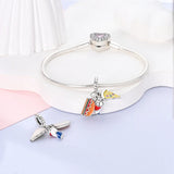 925 Sterling Silver Pizza Burger and Soda Charm for Bracelets Jewelry Women Pendant