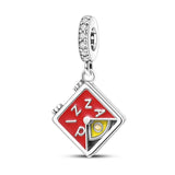 925 Sterling Silver Pizza Charm for Bracelets Fine Jewelry Women Pendant