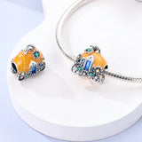 925 Sterling Silver Pumkin Carriage Charm for Bracelets Fine Jewelry Women