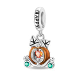 925 Sterling Silver Pumkin Carriage Dangle Charm for Bracelets Fine Jewelry Women Pendant