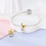 925 Sterling Silver Puppy with Moon Balloon Charm for Bracelets Jewelry Women Pendant