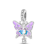 925 Sterling Silver Purple Blue Butterfly Charm for Bracelets Fine Jewelry Women Pendant