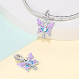 925 Sterling Silver Purple Blue Butterfly Charm for Bracelets Fine Jewelry Women Pendant
