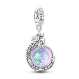 925 Sterling Silver Purple Dragon Charm for Bracelets Fine Jewelry Women Pendant