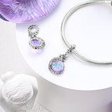 925 Sterling Silver Purple Dragon Charm for Bracelets Fine Jewelry Women Pendant