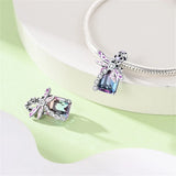 925 Sterling Silver Purple Dragonfly Charm for Bracelets Fine Jewelry Women Pendant