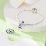 925 Sterling Silver Purple Dragonfly Charm for Bracelets Fine Jewelry Women Pendant