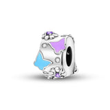 925 Sterling Silver Purple and Blue Butterflies Charm for Bracelets Fine Jewelry Women