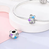 925 Sterling Silver Purple and Blue Butterflies Charm for Bracelets Fine Jewelry Women